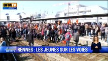 Manifestation contre la loi Travail: étudiants et lycéens envahissent la gare de Rennes