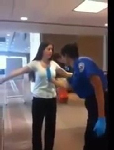 Valgur Security Checking In The Air Port, Security Staff Annoying The American Student