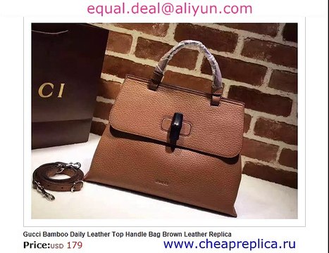 Gucci Bamboo Daily Leather Top Handle Bag Brown Leather Replica for Sale