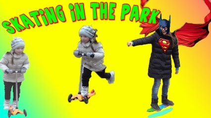 Парк катаемся на скейт Penny и самакате mini Micro Park skateboarding Penny and samakate mini Micro