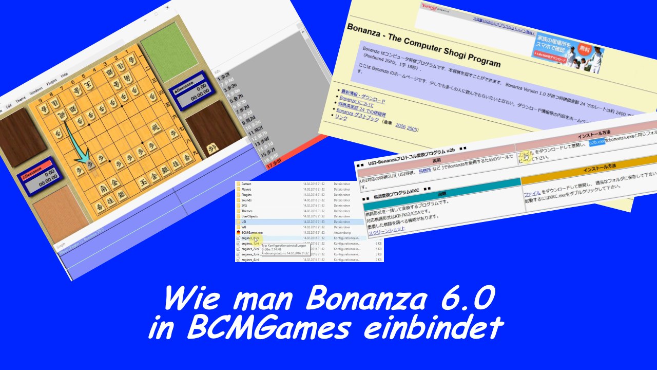 Bonanza in BCMGames einbinden um Shogi zu spielen und zu analysieren