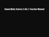 Download Saxon Math Course 2 Vol. 1: Teacher Manual Ebook