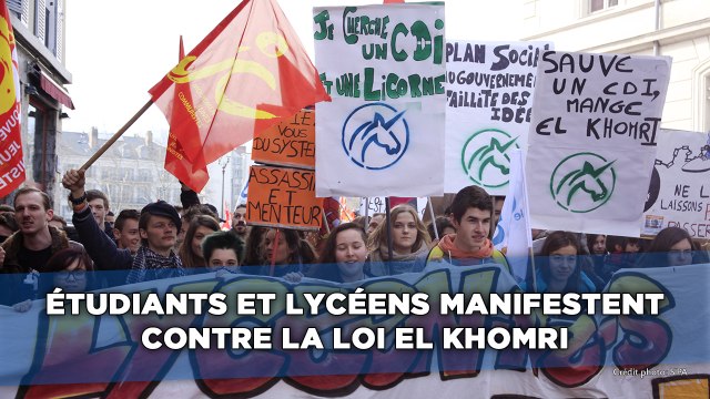 Étudiants et lycéens manifestent contre la loi El Khomri