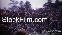 1969: College football stadium crowd celebrating with toilet paper streamers. BLOOMINGTON, INDIANA