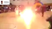 Performer Catches Fire at High School Pep Rally