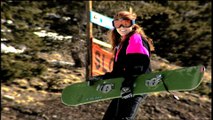 Snowboarding with Angie Everhart - from novice to . . . . .