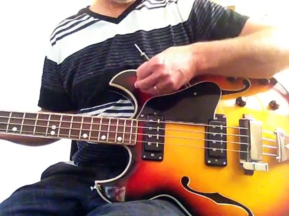 Vintage Matsumoku Aria PAN P-B Electric Hollowbody Bass Guitar set up as left handed