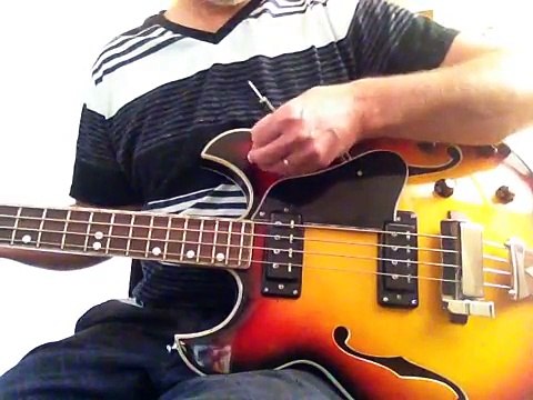 Vintage Matsumoku Aria PAN P-B Electric Hollowbody Bass Guitar set up as left handed