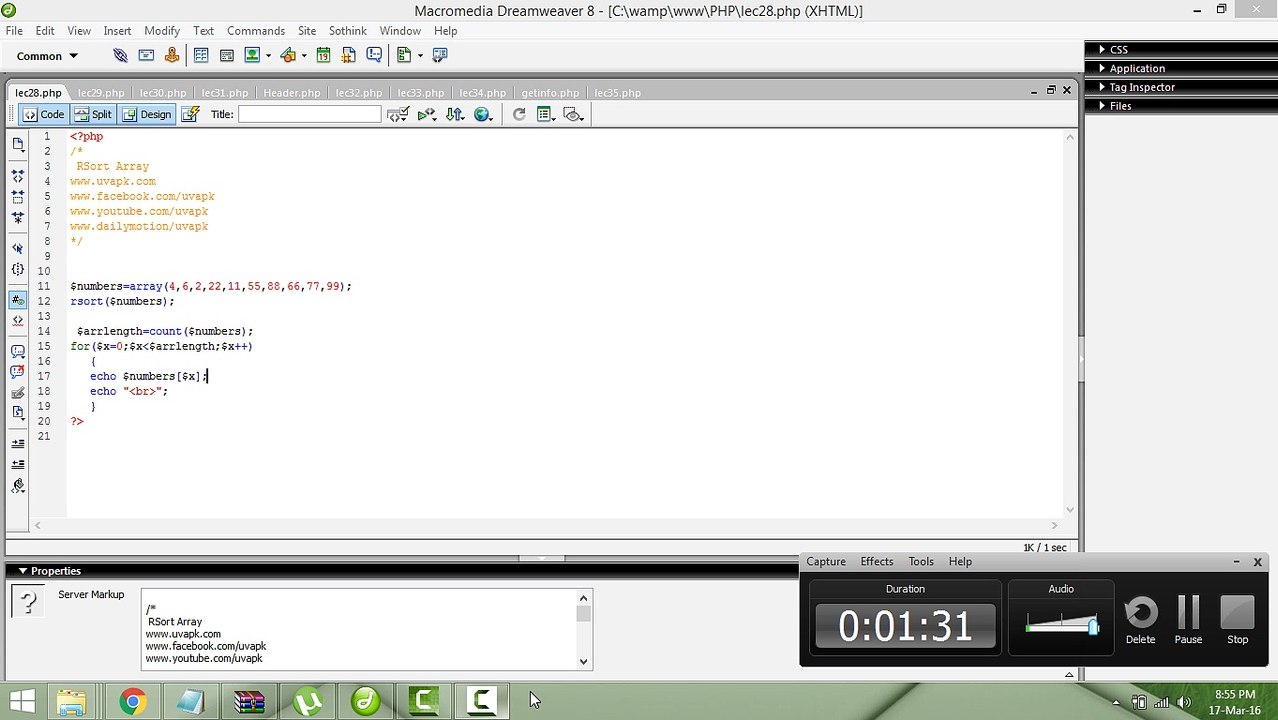 Lecture 28 rsort array in PHP basic in hindi urdu