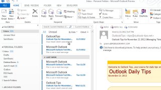 One line preview command in Outlook 2013