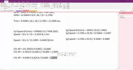 Hydraulic Cylinder Horsepower