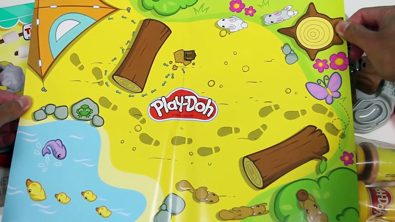 Play Doh Campfire Picnic Playset Roasting Marshmallows & Cooking Play Dough Bacon Eggs Steak!