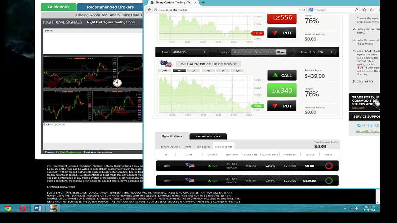 Binary Options Signals | Live Trading Room Screen Capture Making Some Profits