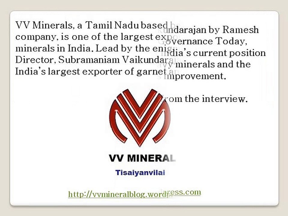 VV Mineral V Subramanian Take On The Indian Heavy Minerals Industry