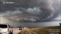 Stunning rotating storm cloud forming a tornado