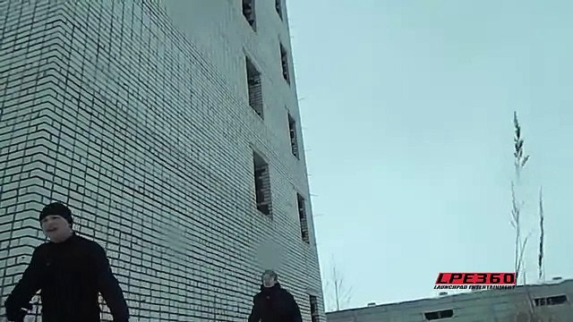 Jump from 4th floor back flip into snow - crazy extreme stunt