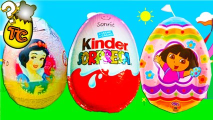 3 SURPRISE EGGS KINDER SURPRISE, DISNEY PRINCESS AND DORA THE EXPLORER UNBOXING TOYS FOR CHIDREN | Toy Collector