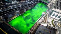 Chicago River Dyeing Green - St. Patricks Day Celebration 2016 4K Time Lapse