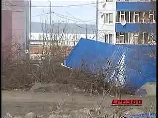 Wind blows fence into workers