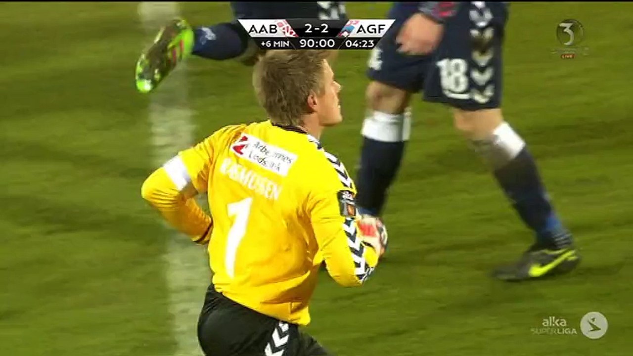2-2 Steffen Rasmussen Goal  Denmark Superligaen - 18.03.2016, AaB Aalborg 2-2 AGF Aarhus