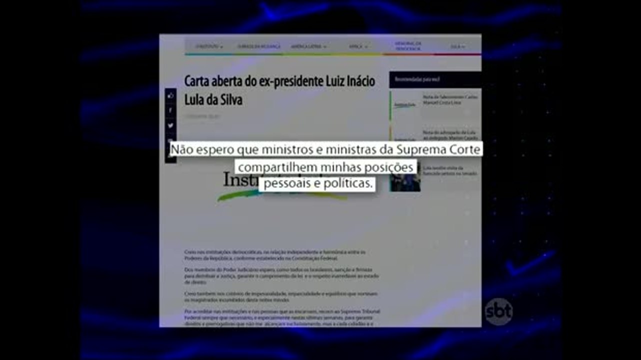 Lula divulga carta aberta e se defende de denúncias