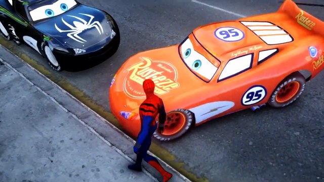 Spiderman Car For Kids - Row row row your boat - Nursery Rhymes with Lightning McQueen