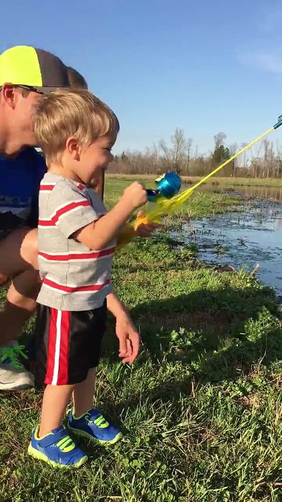 This little lad definitely wasn't expecting to catch anything when he cast hi...