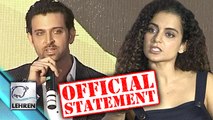 Hrithik Roshan's OFFICIAL Statement On Kangana Ranaut UGLY FIGHT