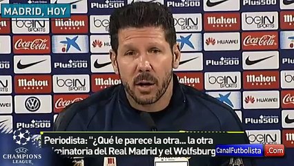Diego Simeone se burla del Wolfsburgo, rival del Real Madrid en Champions League • 2016