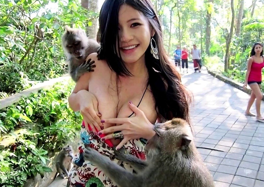 Naughty animals having fun with girls