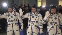 [ISS] Soyuz TMA-20M Crew Suit Up ahead of Rocket Launch