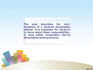 Functions of the Doctoral Dissertation Advisor