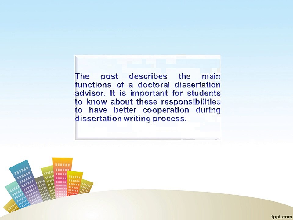 Functions of the Doctoral Dissertation Advisor