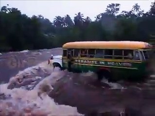 bus driver drive in river