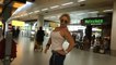 Muscle bodybuilding Anna Strong flexing her huge biceps in public
