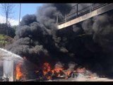 Caserta - Tir in fiamme su A1 tra Capua e Caianello: chiusa autostrada (19.03.16)