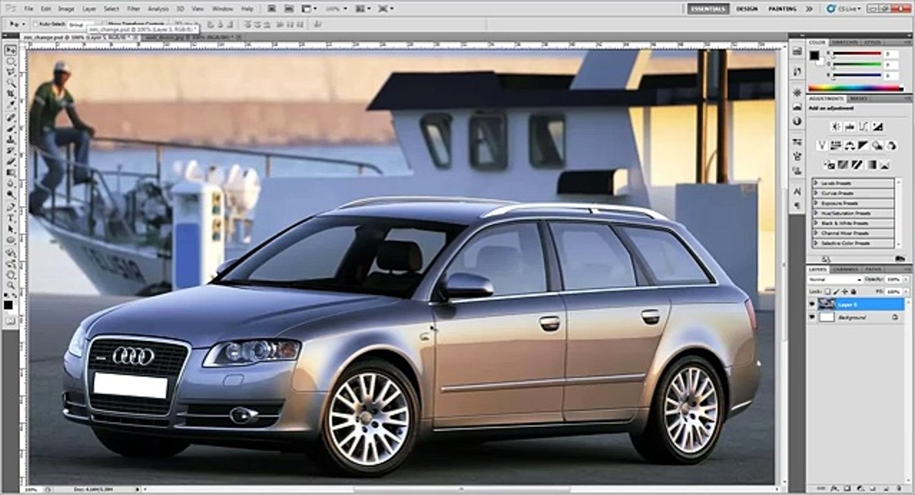 Virtual car tuning in Photoshop Part 1 - Changing the rims of a car