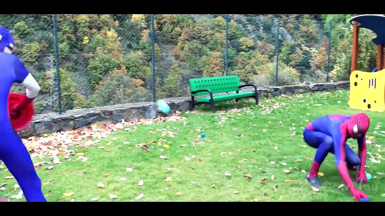 Spiderman vs Venom vs Captain America - Playground Colors Ball - Real Life Superheroes Movie