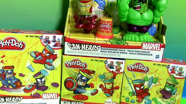 Play Doh CAN HEADS MARVEL Smashdown Hulk Featuring Iron Man, Spiderman, Venom, Captain America 2015