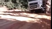 Semi Truck Wheelstands up Hill. [3D Low, 240p]