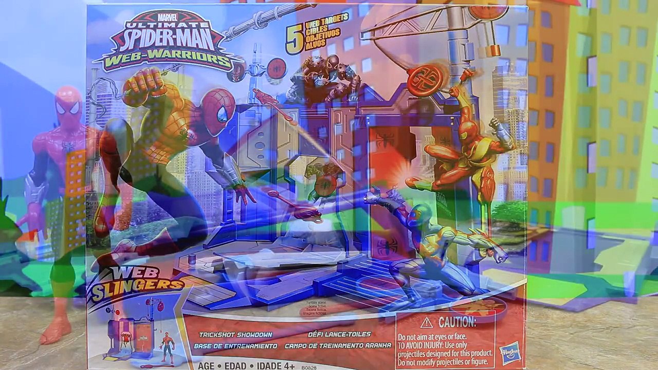 Spiderman Web-Warrior Superhero Toy Fights Iron Patriot and Green Goblin with Web Slingers