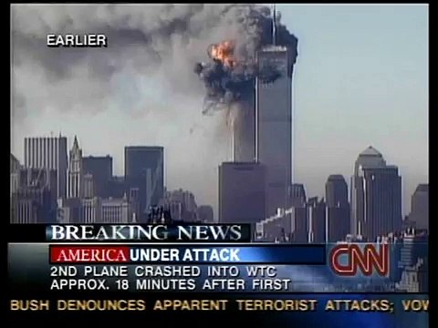 WTC south tower collapse - CNN, 9/11 (Full)