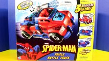 Marvel Spider man Triple Battle Truck Lights & Sounds 3 Vehicles In One Spiderman Vs Green Goblin