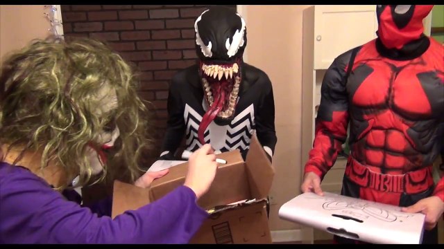 Black Spiderman / Venom vs Deadpool vs Joker Coloring Fun Superhero in Real Life - Movie IRL
