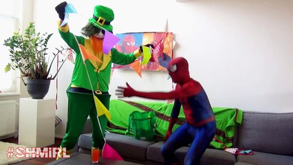 SPIDERMAN PRANK st Patricks Day CRAZY JOKER ft SHREK HULK Funny Superhero Movie in Real Life SHMIRL