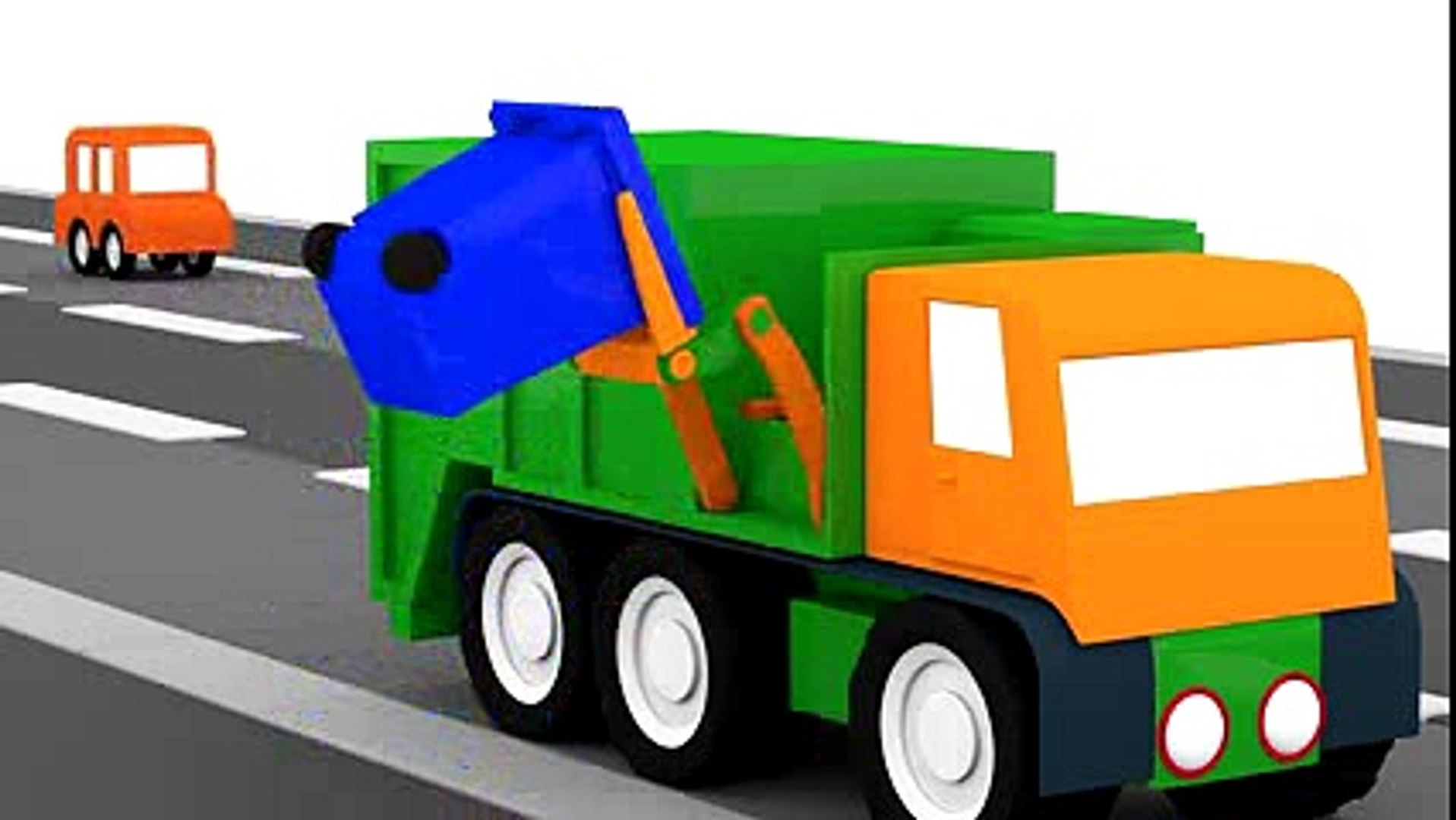 Dessin animé en 3D pour enfants. Quatre voitures colorées - camion-poubelle  - YouTube - video Dailymotion