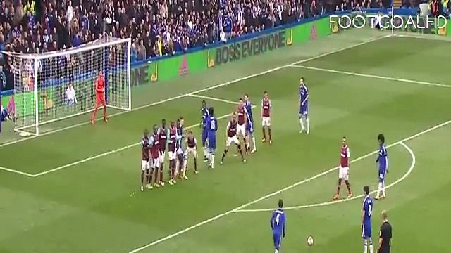 Cesc Fabregas Amazing Free Kick Goal ~ Chelsea vs West Ham United 1-1 ~ 19_3_2016 [Premier League]