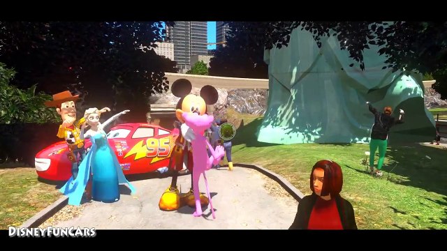 Disney Mickey Mouse cartoon fun playtime w/ Pink Panther + Frozen Elsa + Woody Sheriff McQ
