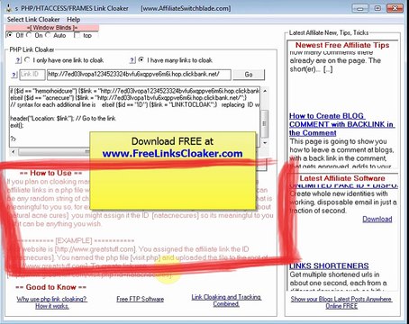 Free Links Cloaker Software PHP HTACCESS FRAMES Link Cloaking
