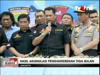 Bareskrim Polri Gelar Bukti Ganja Seberat 2,1 Ton